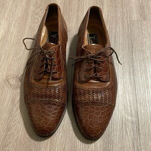 Miguel Angel Men’s Crocodile Leather Oxford Shoes Brown Contemporary Preppy